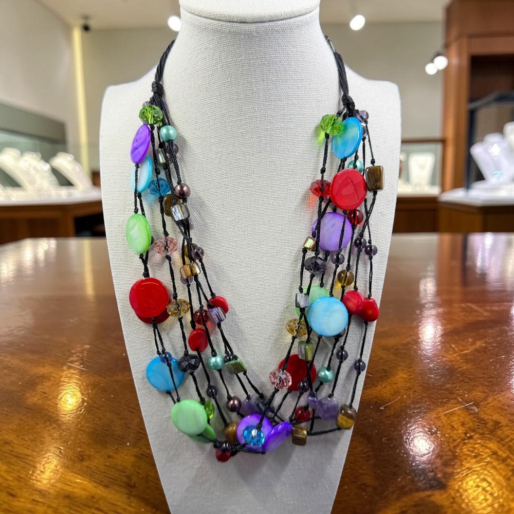 Y2K Multicolor Beaded Necklace Statement Chunky Festival Retro Indie Bold Funky